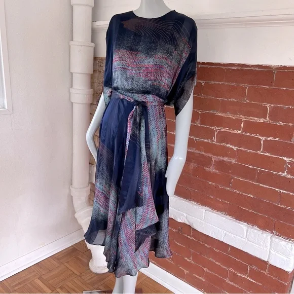 Vintage The Silk Farm 80’s Silk Midi Dress - Picture 1 of 16